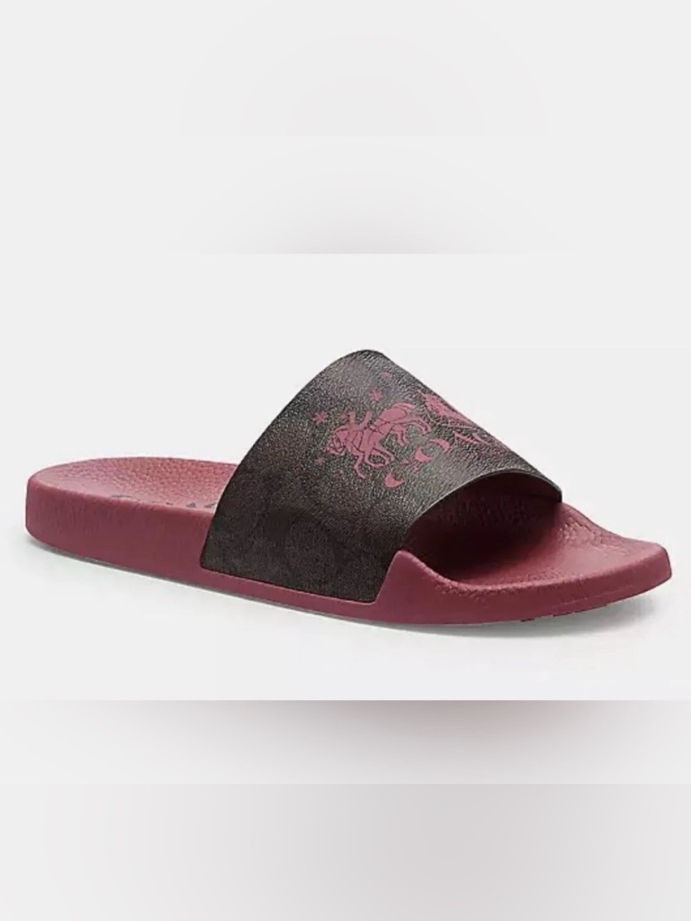 Coach Uli Sport Slide Signature Canvas Horse Carriage Women 9B Berry Pink Logo
